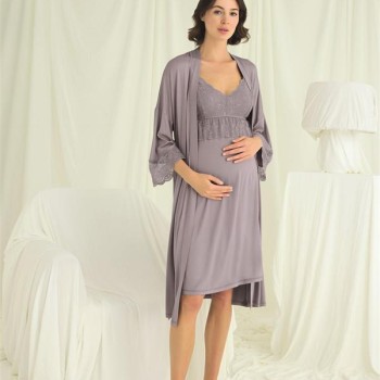 Arias Closet Dantelli Hamile Lohusa Sabahlık Takımı