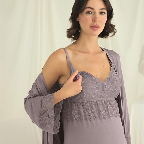 Arias Closet Dantelli Hamile Lohusa Sabahlık Takımı