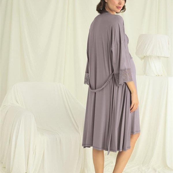 Arias Closet Dantelli Hamile Lohusa Sabahlık Takımı