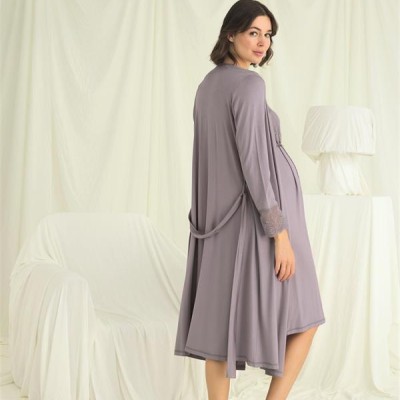 Arias Closet Dantelli Önü Düğmeli Hamile Lohusa Sabahlık Takımı