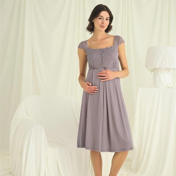 Arias Closet Dantelli Önü Düğmeli Hamile Lohusa Sabahlık Takımı