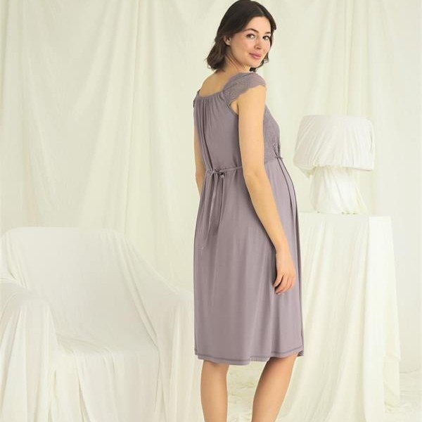 Arias Closet Dantelli Önü Düğmeli Hamile Lohusa Sabahlık Takımı