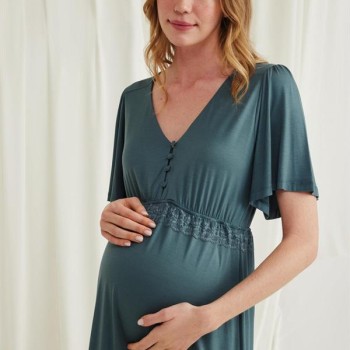 Arias Closet Dantelli Önü Düğmeli Hamile Lohusa Viskon Gecelik