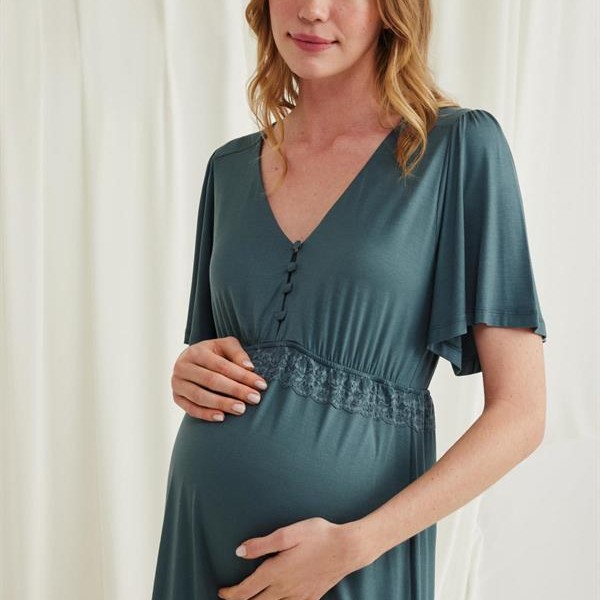 Arias Closet Dantelli Önü Düğmeli Hamile Lohusa Viskon Gecelik