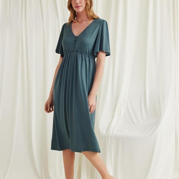 Arias Closet Dantelli Önü Düğmeli Hamile Lohusa Viskon Gecelik