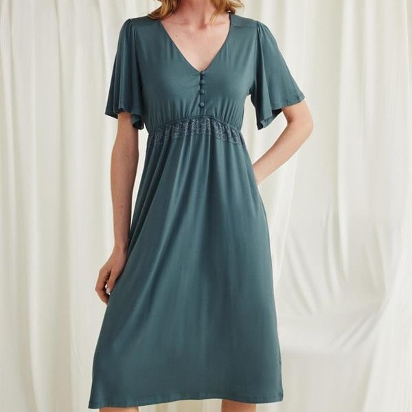 Arias Closet Dantelli Önü Düğmeli Hamile Lohusa Viskon Gecelik