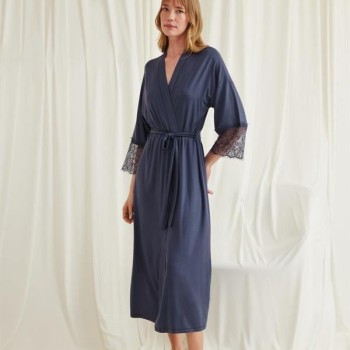 Arias Closet Dantelli Ve Kuşaklı Sabahlık