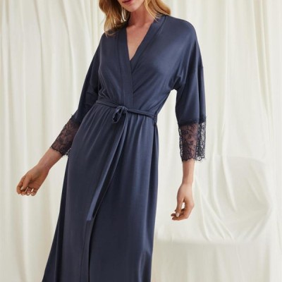 Arias Closet Dantelli Ve Kuşaklı Sabahlık