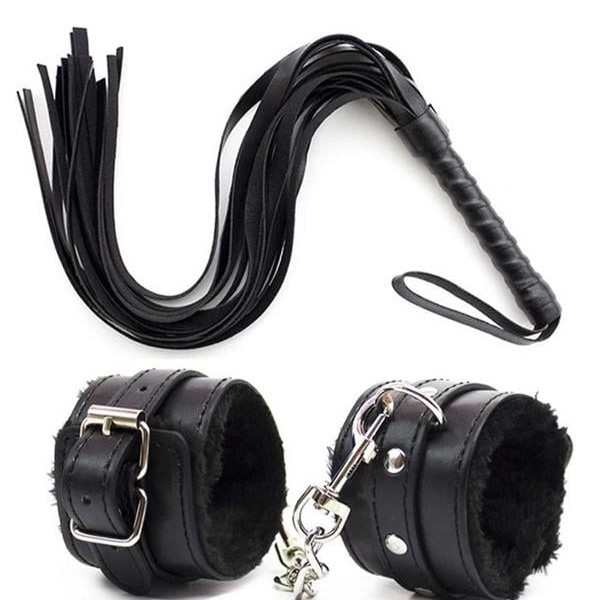 Arias Closet Deri Bileklik Kırbaç Harness Set