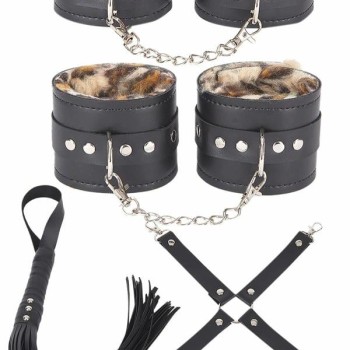 Arias Closet Deri Leoparlı 4'Lü Harness Set