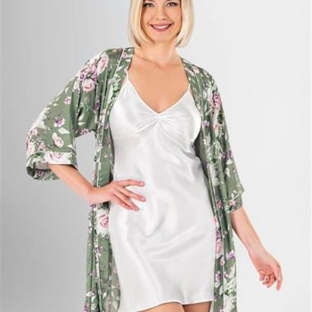 Arias Closet Desenli Saten 2'Li Kısa Sabahlık Takımı