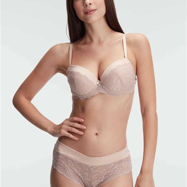 Arias Closet Destekli Balenli Kaplı Dantel Detaylı Sütyen Slip İç Çamaşırı Takımı