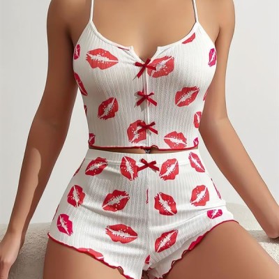 Arias Closet Dudak Desenli Şortlu Pijama Takımı