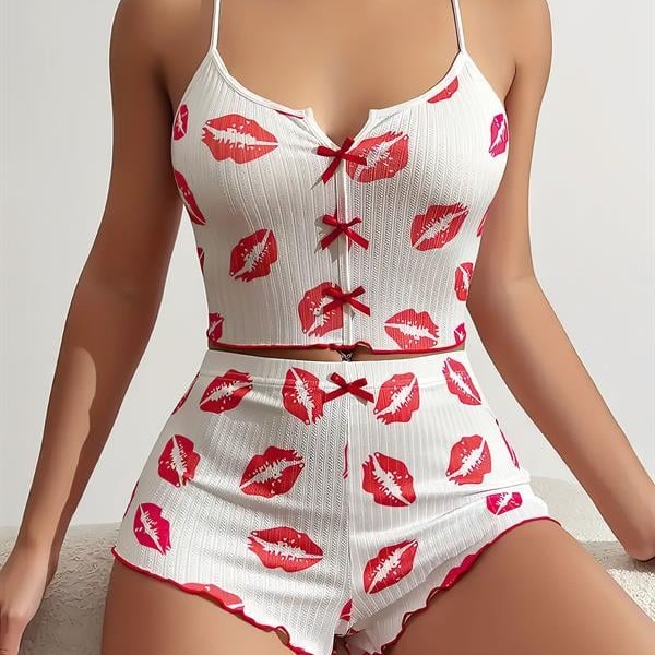 Arias Closet Dudak Desenli Şortlu Pijama Takımı