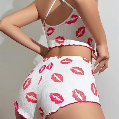 Arias Closet Dudak Desenli Şortlu Pijama Takımı