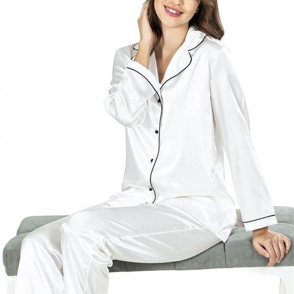 Aria's Closet Ekru İkili Saten Gecelik Pijama Takımı 7647
