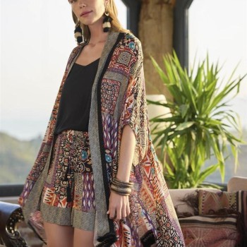 Arias Closet Etnik Desenli 3'Lü Alt Üst Takım