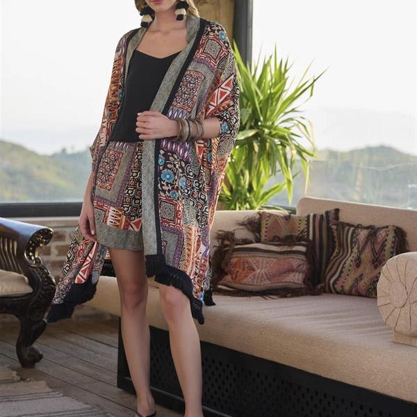 Arias Closet Etnik Desenli 3'Lü Alt Üst Takım