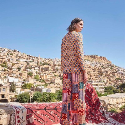 Arias Closet Etnik Desenli Saten Alt Üst Takım