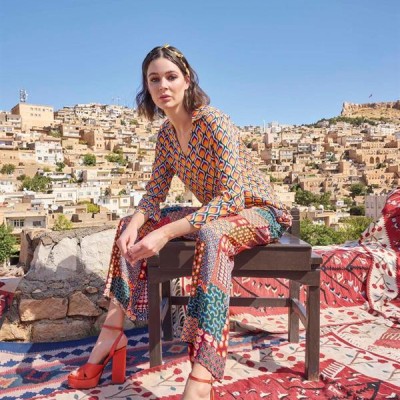 Arias Closet Etnik Desenli Saten Alt Üst Takım