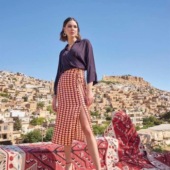 Arias Closet Etnik Desenli Saten Etek Takımı