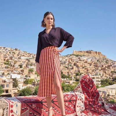 Arias Closet Etnik Desenli Saten Etek Takımı