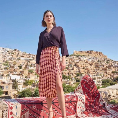 Arias Closet Etnik Desenli Saten Etek Takımı