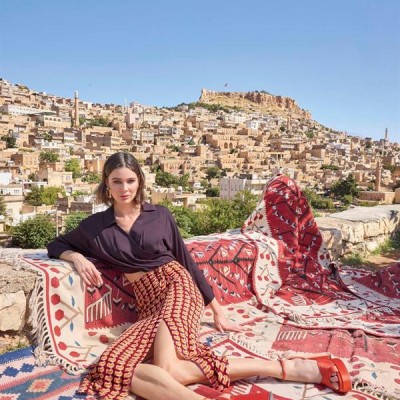 Arias Closet Etnik Desenli Saten Etek Takımı