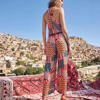 Arias Closet Etnik Desenli Saten Tulum