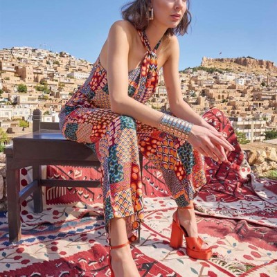 Arias Closet Etnik Desenli Saten Tulum