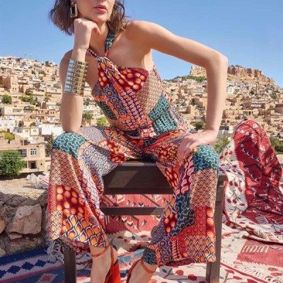 Arias Closet Etnik Desenli Saten Tulum