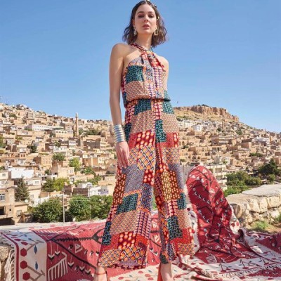 Arias Closet Etnik Desenli Saten Tulum