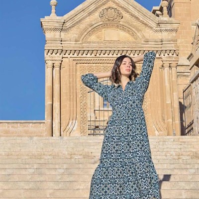 Arias Closet Etnik Desenli Truvakar Kollu Elbise