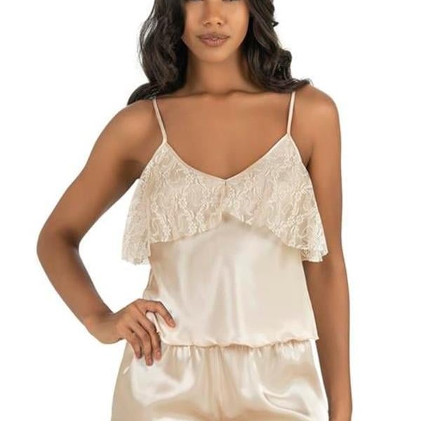 Arias Closet Fildişi Saten Şort Takımı 9214