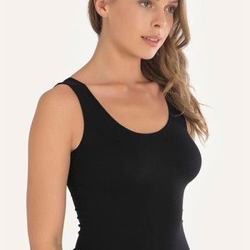 Arias Closet Geniş Askılı Siyah Ribana Atlet