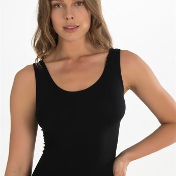 Arias Closet Geniş Askılı Siyah Ribana Atlet