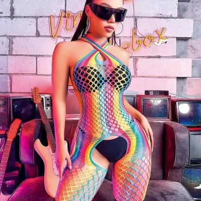 Arias Closet Gökkuşağı Desenli Fileli Fantezi Vücut Çorabı