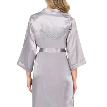 Arias Closet Gri Kısa Saten Bride Sabahlık