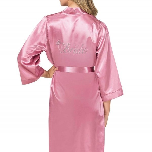 Arias Closet Gül Kurusu Kısa Saten Bride Sabahlık