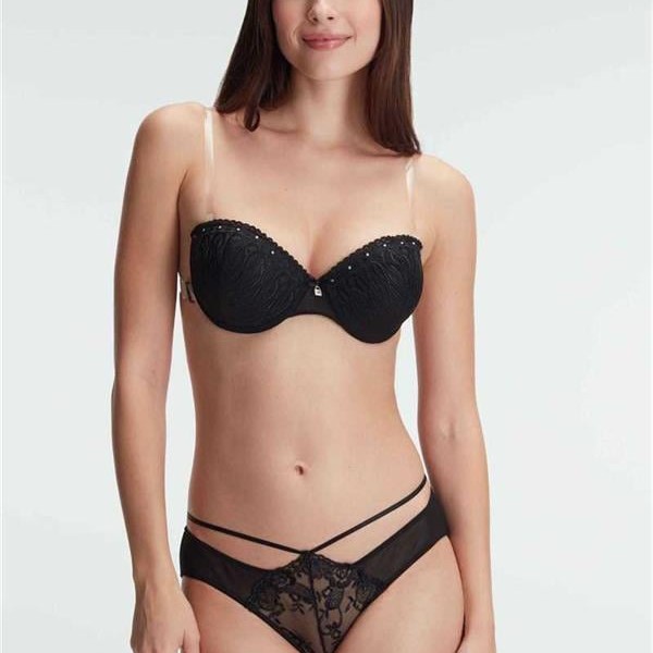 Arias Closet Günlük Straplez Push-Up Destekli Balenli Şeffaf Sırt Aksesuarlı Askıları Çıkabilir Boncuk Detaylı Sütyen