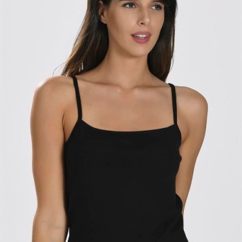 Arias Closet İp Askılı Siyah Ribana Atlet