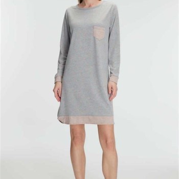 Arias Closet Kadın Pamuklu Uzun Kollu Yumuşak Dokulu Nefes Alabilen Gecelik