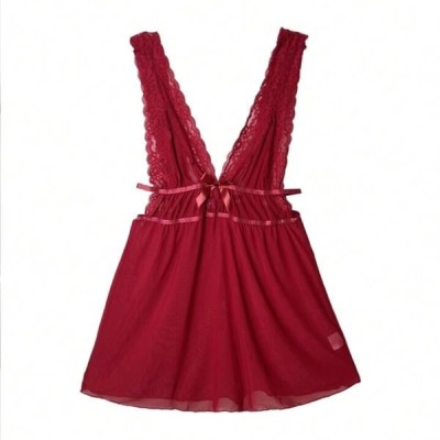 Arias Closet Kırmızı Dantel İşlemeli Tül Fantezi Gecelik