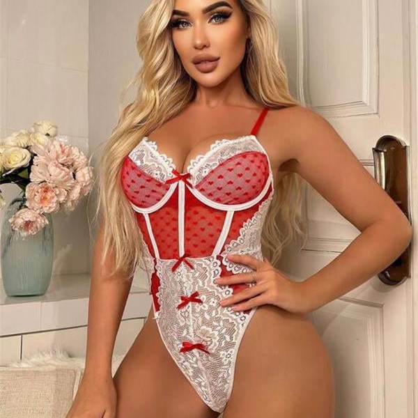 Arias Closet Kırmızı Fantezi Body Hemşire Kostümü