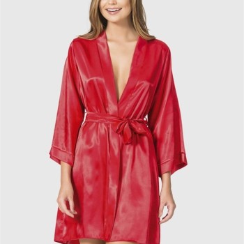Arias Closet Kırmızı Kısa Saten Sabahlık