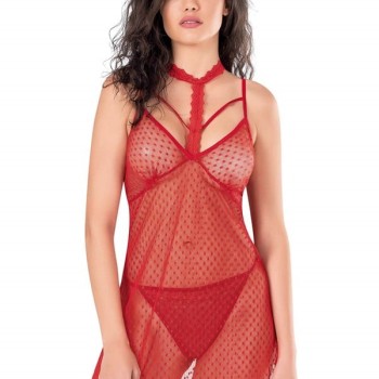 Arias Closet Kırmızı Kısa Tül Gecelik