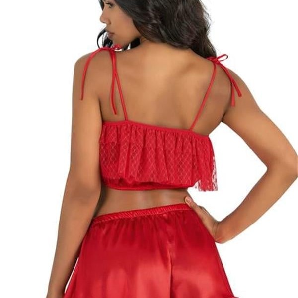 Arias Closet Kırmızı Saten Şort Takımı 9206