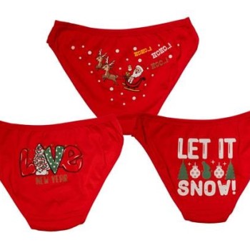 Arias Closet Kırmızı Yılbaşı Desenli 3'Lü Pamuklu Külot Takımı