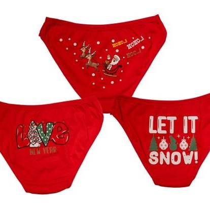 Arias Closet Kırmızı Yılbaşı Desenli 3'Lü Pamuklu Külot Takımı