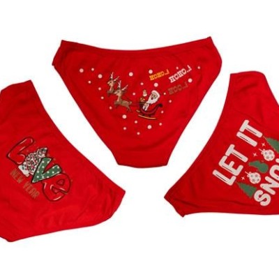 Arias Closet Kırmızı Yılbaşı Desenli 3'Lü Pamuklu Külot Takımı